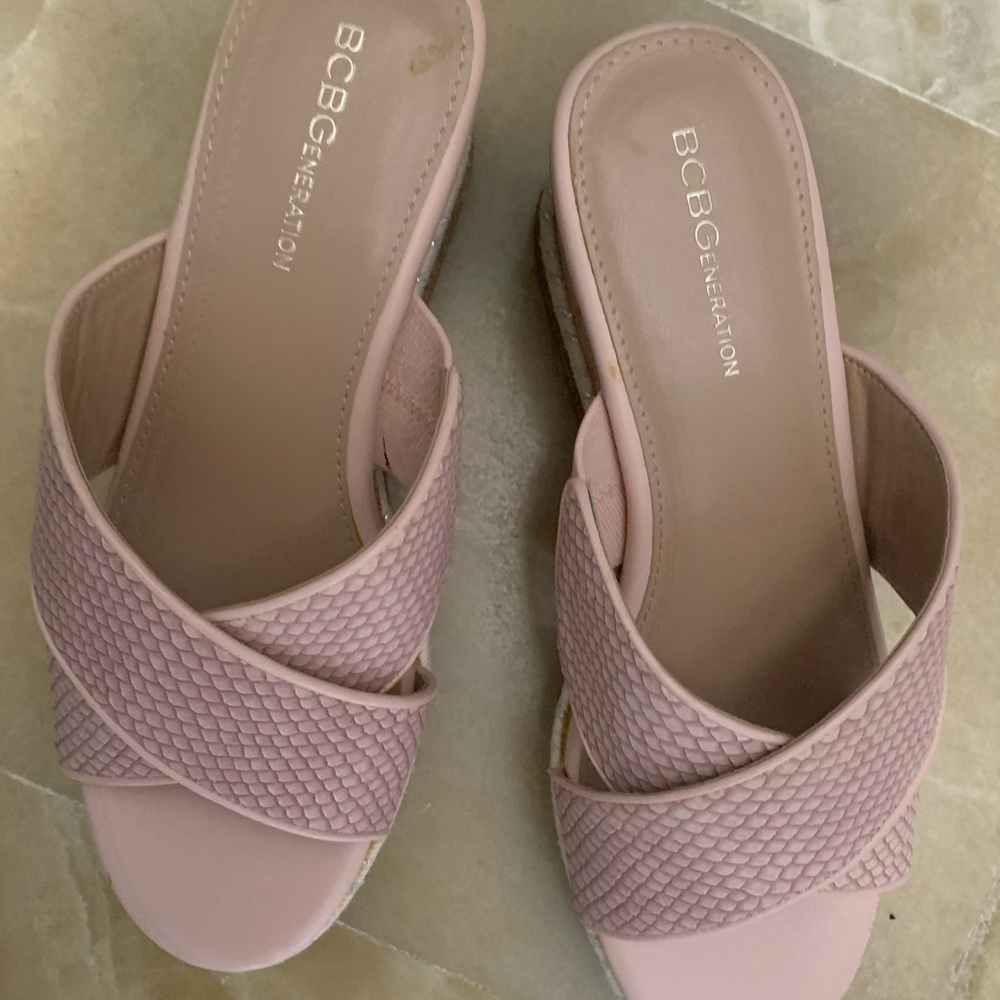 BCBGeneration Blush Pink Textured Sandals